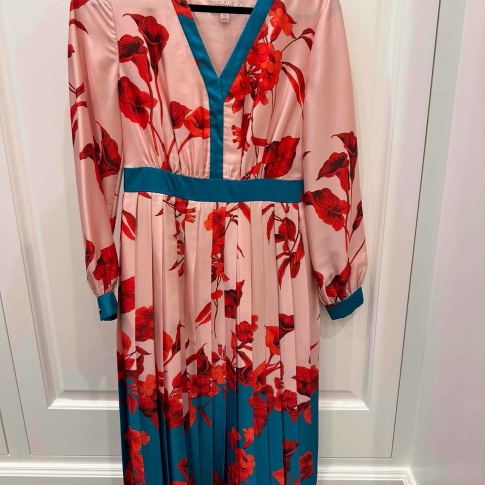 Ted Baker Floral V-Neck Long Sleeve Dress